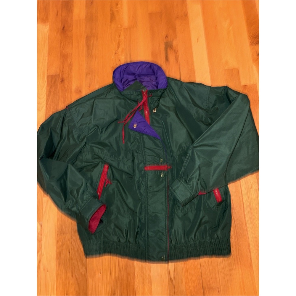 Cabin Creek Blue Pink Vaporwave‎ Insulated Ski Jacket Coat Size L 90s Vintage